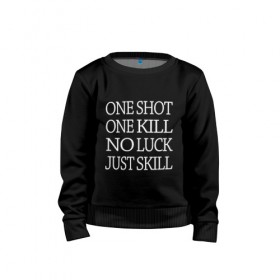 Детский свитшот хлопок с принтом One Shot Battlefield в Екатеринбурге, 100% хлопок | круглый вырез горловины, эластичные манжеты, пояс и воротник | 2019 | 5 | battlefield | game | logo | one kill | one shot | skill | v