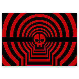 Поздравительная открытка с принтом TOP Hypnotize в Екатеринбурге, 100% бумага | плотность бумаги 280 г/м2, матовая, на обратной стороне линовка и место для марки
 | Тематика изображения на принте: 21 | flag | hypnotize | one | pilot | pilots | top | twenty | гипноз | красный | пилоты | череп | черный