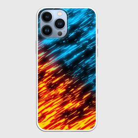 Чехол для iPhone 13 Pro Max с принтом БИТВА СТИХИЙ в Екатеринбурге,  |  | blue | bright | fire | heat | ice | light | orange | wildfire | битва огней | битва стихий | искры | огненный | огонь | оранжевый | пламя | пожар