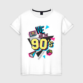 Женская футболка хлопок с принтом Девяностые в Екатеринбурге, 100% хлопок | прямой крой, круглый вырез горловины, длина до линии бедер, слегка спущенное плечо | 1990 | 90е | pop | vhs | аудиокассета | ретро