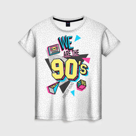 Женская футболка 3D с принтом Девяностые в Екатеринбурге, 100% полиэфир ( синтетическое хлопкоподобное полотно) | прямой крой, круглый вырез горловины, длина до линии бедер | 1990 | 90е | pop | vhs | аудиокассета | ретро