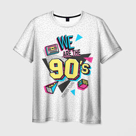 Мужская футболка 3D с принтом Девяностые в Екатеринбурге, 100% полиэфир | прямой крой, круглый вырез горловины, длина до линии бедер | Тематика изображения на принте: 1990 | 90е | pop | vhs | аудиокассета | ретро