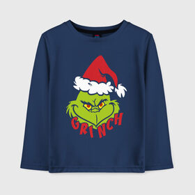 Детский лонгслив хлопок с принтом Cristmas Grinch в Екатеринбурге, 100% хлопок | круглый вырез горловины, полуприлегающий силуэт, длина до линии бедер | grinch | гринч | новый год | рождество