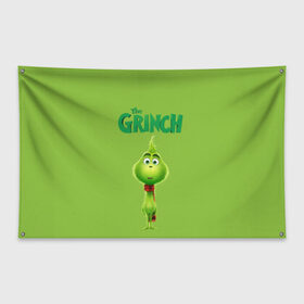 Флаг-баннер с принтом The Grinch в Екатеринбурге, 100% полиэстер | размер 67 х 109 см, плотность ткани — 95 г/м2; по краям флага есть четыре люверса для крепления | grinch | гринч | новый год | рождество