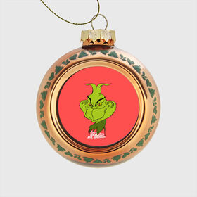 Стеклянный ёлочный шар с принтом Mr. Grinch в Екатеринбурге, Стекло | Диаметр: 80 мм | Тематика изображения на принте: grinch | гринч | новый год | рождество