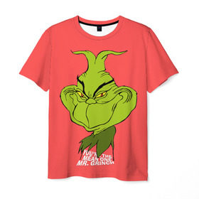 Мужская футболка 3D с принтом Mr. Grinch в Екатеринбурге, 100% полиэфир | прямой крой, круглый вырез горловины, длина до линии бедер | Тематика изображения на принте: grinch | гринч | новый год | рождество