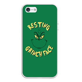 Чехол для iPhone 5/5S матовый с принтом Resting Grinch Face в Екатеринбурге, Силикон | Область печати: задняя сторона чехла, без боковых панелей | grinch | гринч | новый год | рождество