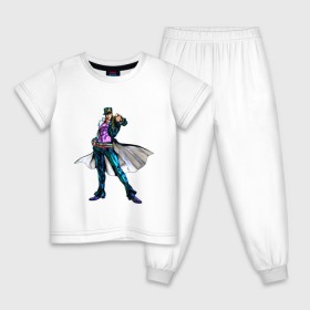 Детская пижама хлопок с принтом Дзётаро Кудзё в Екатеринбурге, 100% хлопок |  брюки и футболка прямого кроя, без карманов, на брюках мягкая резинка на поясе и по низу штанин
 | anime | jojo | аниме | джоджо | дзётаро кудзё
