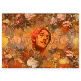 Поздравительная открытка с принтом Lil Peep rose в Екатеринбурге, 100% бумага | плотность бумаги 280 г/м2, матовая, на обратной стороне линовка и место для марки
 | Тематика изображения на принте: hip hop | lil | lil peep rose | peep | rap | roze | реп | роза | розы | рэп | хип хоп | цветок | цветочный паттерн | цветочный фон | цветы