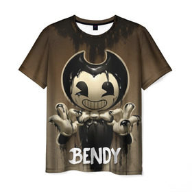 Мужская футболка 3D с принтом Bendy в Екатеринбурге, 100% полиэфир | прямой крой, круглый вырез горловины, длина до линии бедер | bendy | bendy in the ink machine | cartoon | game | бенди | игра