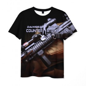 Мужская футболка 3D с принтом Counter Strike Danger Zone в Екатеринбурге, 100% полиэфир | прямой крой, круглый вырез горловины, длина до линии бедер | battle | counter | danger | global | offensive | royale | strike | zone | контр | оружия | страйк | шутер