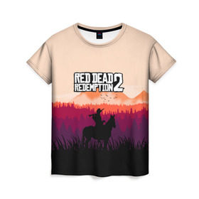 Женская футболка 3D с принтом Red Dead Redemption в Екатеринбурге, 100% полиэфир ( синтетическое хлопкоподобное полотно) | прямой крой, круглый вырез горловины, длина до линии бедер | dead | gamer | john | marston | rdr | red | redemption | rockstar | shooter | western | вестерн | джон | марстон | шутер