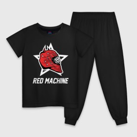 Детская пижама хлопок с принтом Red machine - Красная машина в Екатеринбурге, 100% хлопок |  брюки и футболка прямого кроя, без карманов, на брюках мягкая резинка на поясе и по низу штанин
 | hockey | machine | red | russia | team | красная | машина | россия | сборная | хоккей
