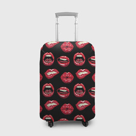Чехол для чемодана 3D с принтом Сочный Губки в Екатеринбурге, 86% полиэфир, 14% спандекс | двустороннее нанесение принта, прорези для ручек и колес | губы | красная помада | любовь | поцелуй | рот