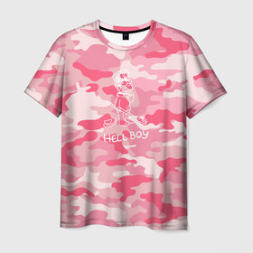 Мужская футболка 3D с принтом Hellboy в Екатеринбурге, 100% полиэфир | прямой крой, круглый вырез горловины, длина до линии бедер | hellboy | hip hop | lil | lil peep | pink | pip | rap | барт | камуфляж | камуфляж розовый | лил | лилпип | пип | реп | симпсон | симпсоны | толстовка лил пипа | хеллбой | хипхоп