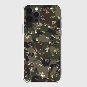 Чехол для iPhone 12 Pro Max с принтом Камуфляж с енотами в Екатеринбурге, Силикон |  | coon | racoon | енот | еноты | животные | милитари | паттрен | хаки