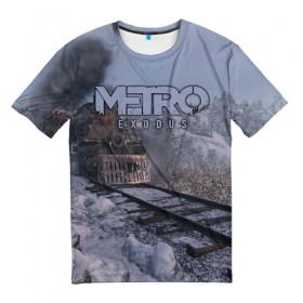 Мужская футболка 3D с принтом Metro Exodus в Екатеринбурге, 100% полиэфир | прямой крой, круглый вырез горловины, длина до линии бедер | 