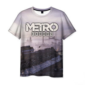 Мужская футболка 3D с принтом Metro Exodus в Екатеринбурге, 100% полиэфир | прямой крой, круглый вырез горловины, длина до линии бедер | exodus | horror | metro | survival | исход | метро | мутация | оружия | стелс | шутер | экшен