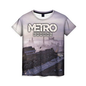 Женская футболка 3D с принтом Metro Exodus в Екатеринбурге, 100% полиэфир ( синтетическое хлопкоподобное полотно) | прямой крой, круглый вырез горловины, длина до линии бедер | exodus | horror | metro | survival | исход | метро | мутация | оружия | стелс | шутер | экшен