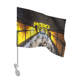 Флаг для автомобиля с принтом METRO EXODUS EXCLUSIVE в Екатеринбурге, 100% полиэстер | Размер: 30*21 см | ak47 | metro 2033 | metro exodus | апокалипсис | артем | глуховский | дорога | маски | ночь | оружие | поезд | противогаз | сталкеры