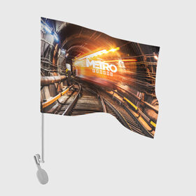 Флаг для автомобиля с принтом metro exodus в Екатеринбурге, 100% полиэстер | Размер: 30*21 см | ak47 | metro 2033 | metro exodus | апокалипсис | артем | глуховский | дорога | маски | ночь | оружие | поезд | противогаз | сталкеры