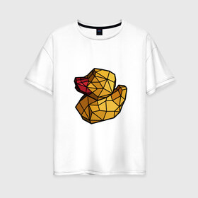 Женская футболка хлопок Oversize с принтом Геометрическая уточка в Екатеринбурге, 100% хлопок | свободный крой, круглый ворот, спущенный рукав, длина до линии бедер
 | 3d | bird | duck | geometric | геометрия | птица | утка