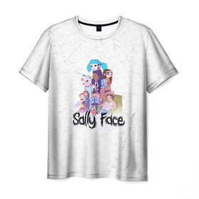Мужская футболка 3D с принтом Sally Face в Екатеринбурге, 100% полиэфир | прямой крой, круглый вырез горловины, длина до линии бедер | Тематика изображения на принте: sally face | гизмо | девид | девочка | игра | лари | ларри | мальчик | маска | мрачная | на лице | пых | с протезом | сал | сали | салли | салли фейс | фейс | фэйс | эддисон | эшли