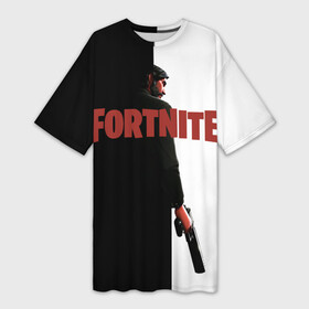 Платье-футболка 3D с принтом The Reaper Half Black Fortnite в Екатеринбурге,  |  | 2019 | armor | armour | cybersport | esport | fortnite | game | llama | logo | броня | игра | киберспорт | лама | симулятор строительства | строительство | фортнайт | черный