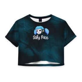 Женская футболка 3D укороченная с принтом Sally Face в Екатеринбурге, 100% полиэстер | круглая горловина, длина футболки до линии талии, рукава с отворотами | sally face | гизмо | девид | девочка | игра | лари | ларри | мальчик | маска | мрачная | на лице | пых | с протезом | сал | сали | салли | салли фейс | фейс | фэйс | эддисон | эшли