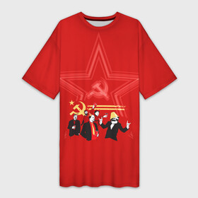 Платье-футболка 3D с принтом Communism Party в Екатеринбурге,  |  | звезда | китай | коммунизм | комунизм | ленин | мао дзедун | мао цзедун | мао цзэдун | маркс | прикол | серп и молот | советский союз | ссср | сталин | че гевара | че геваро | чегевара | энгельс