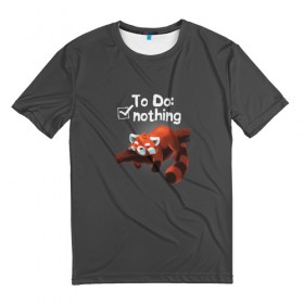 Мужская футболка 3D с принтом To Do: Nothing в Екатеринбурге, 100% полиэфир | прямой крой, круглый вырез горловины, длина до линии бедер | ленивец | лень | панда