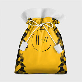 Подарочный 3D мешок с принтом TWENTY ONE PILOTS в Екатеринбурге, 100% полиэстер | Размер: 29*39 см | 21 pilots | 21p | music | rock | top | trench | twenty one pilots | yellow | группа | жёлтый | музыка | рок