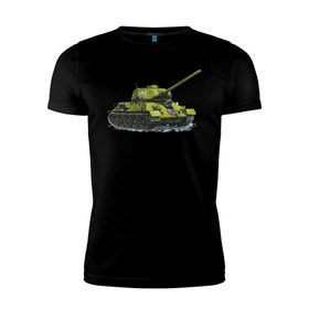 Мужская футболка премиум с принтом Зимний Танк в Екатеринбурге, 92% хлопок, 8% лайкра | приталенный силуэт, круглый вырез ворота, длина до линии бедра, короткий рукав | Тематика изображения на принте: war | бмп | броня | военный | война | зеленый | оборона | онлайн | оружие | снежный | танк | танки | танки онлайн | танчики