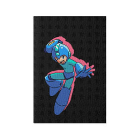 Обложка для паспорта матовая кожа с принтом Mega Man (pixel art) Black в Екатеринбурге, натуральная матовая кожа | размер 19,3 х 13,7 см; прозрачные пластиковые крепления | 8 bit | 8bit | art | dendy | famicom | game | games | japan | japanese | man | mega | mega man | megaman | nes | pixel | pixel art | pixelart | retro | video games | videogames