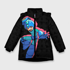 Зимняя куртка для девочек 3D с принтом Mega Man (pixel art) Black в Екатеринбурге, ткань верха — 100% полиэстер; подклад — 100% полиэстер, утеплитель — 100% полиэстер. | длина ниже бедра, удлиненная спинка, воротник стойка и отстегивающийся капюшон. Есть боковые карманы с листочкой на кнопках, утяжки по низу изделия и внутренний карман на молнии. 

Предусмотрены светоотражающий принт на спинке, радужный светоотражающий элемент на пуллере молнии и на резинке для утяжки. | Тематика изображения на принте: 8 bit | 8bit | art | dendy | famicom | game | games | japan | japanese | man | mega | mega man | megaman | nes | pixel | pixel art | pixelart | retro | video games | videogames