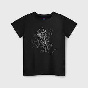Детская футболка хлопок с принтом Белая медуза векторный рисунок в Екатеринбурге, 100% хлопок | круглый вырез горловины, полуприлегающий силуэт, длина до линии бедер | art | medusa | vector | абстракция | вектор | медуза | щупальца