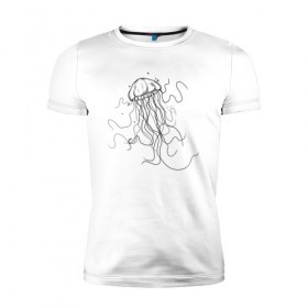 Мужская футболка премиум с принтом Черная медуза векторный рисуно в Екатеринбурге, 92% хлопок, 8% лайкра | приталенный силуэт, круглый вырез ворота, длина до линии бедра, короткий рукав | art | meduza | абстракция.vector | вектор | медуза | щупальца