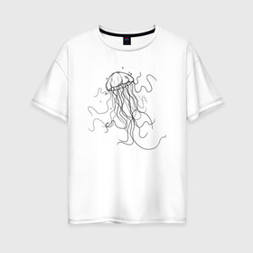 Женская футболка хлопок Oversize с принтом Черная медуза векторный рисуно в Екатеринбурге, 100% хлопок | свободный крой, круглый ворот, спущенный рукав, длина до линии бедер
 | art | meduza | абстракция.vector | вектор | медуза | щупальца