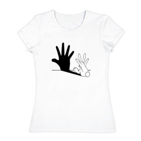 Женская футболка хлопок с принтом Тень кролика в Екатеринбурге, 100% хлопок | прямой крой, круглый вырез горловины, длина до линии бедер, слегка спущенное плечо | 
