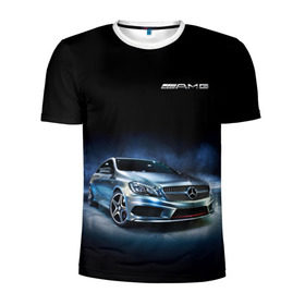 Мужская футболка 3D спортивная с принтом Mercedes AMG в Екатеринбурге, 100% полиэстер с улучшенными характеристиками | приталенный силуэт, круглая горловина, широкие плечи, сужается к линии бедра | car | mercedes | mercedes   benz | motorsport | автомобиль | автоспорт | мерседес | спорткар