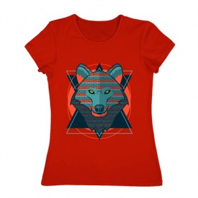 Женская футболка хлопок с принтом Абстрактный волк в Екатеринбурге, 100% хлопок | прямой крой, круглый вырез горловины, длина до линии бедер, слегка спущенное плечо | 
