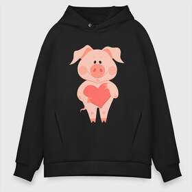 Мужское худи Oversize хлопок с принтом Love Pig в Екатеринбурге, френч-терри — 70% хлопок, 30% полиэстер. Мягкий теплый начес внутри —100% хлопок | боковые карманы, эластичные манжеты и нижняя кромка, капюшон на магнитной кнопке | 2019 | дед мороз | дом | елка | желание | животные | зима | кабан | милый | мороз | настроение | новый год | пеппа | подарок | позитив | поросенок | праздник | радость | рождество | санта клаус | свинка