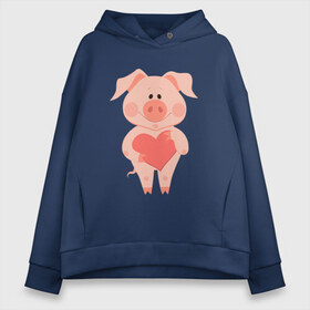 Женское худи Oversize хлопок с принтом Love Pig в Екатеринбурге, френч-терри — 70% хлопок, 30% полиэстер. Мягкий теплый начес внутри —100% хлопок | боковые карманы, эластичные манжеты и нижняя кромка, капюшон на магнитной кнопке | 2019 | дед мороз | дом | елка | желание | животные | зима | кабан | милый | мороз | настроение | новый год | пеппа | подарок | позитив | поросенок | праздник | радость | рождество | санта клаус | свинка