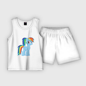 Детская пижама с шортами хлопок с принтом Радуга Дэш в Екатеринбурге,  |  | my little pony | pony | rainbow dash | дружба – это чудо | дружба. пони | дэш | кобылка | морская пони | пегас | радуга | элемент верности
