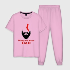 Мужская пижама хлопок с принтом Worlds Best Dad в Екатеринбурге, 100% хлопок | брюки и футболка прямого кроя, без карманов, на брюках мягкая резинка на поясе и по низу штанин
 | god of war | лучший в мире | лучший папа | любимый | отец | папа | папочка