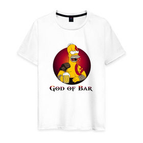 Мужская футболка хлопок с принтом God of Bar в Екатеринбурге, 100% хлопок | прямой крой, круглый вырез горловины, длина до линии бедер, слегка спущенное плечо. | god of war | бар | гомер | симпсоны