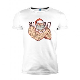 Мужская футболка премиум с принтом Плохой Санта в Екатеринбурге, 92% хлопок, 8% лайкра | приталенный силуэт, круглый вырез ворота, длина до линии бедра, короткий рукав | Тематика изображения на принте: 