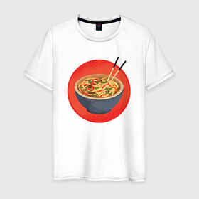 Мужская футболка хлопок с принтом Суп Фо в Екатеринбурге, 100% хлопок | прямой крой, круглый вырез горловины, длина до линии бедер, слегка спущенное плечо. | pho | еда | китай | суп | фо | япония