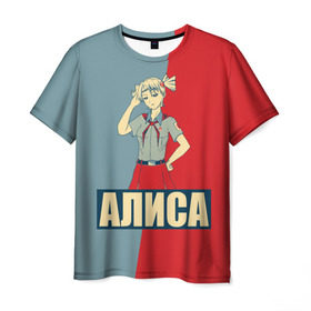 Мужская футболка 3D с принтом Алиса в Екатеринбурге, 100% полиэфир | прямой крой, круглый вырез горловины, длина до линии бедер | алиса | аниме | бесконечное лето