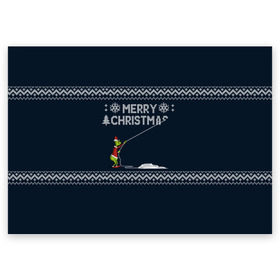 Поздравительная открытка с принтом Гринч Вязаный в Екатеринбурге, 100% бумага | плотность бумаги 280 г/м2, матовая, на обратной стороне линовка и место для марки
 | вязаный свитер | вязка | новый год | рождество